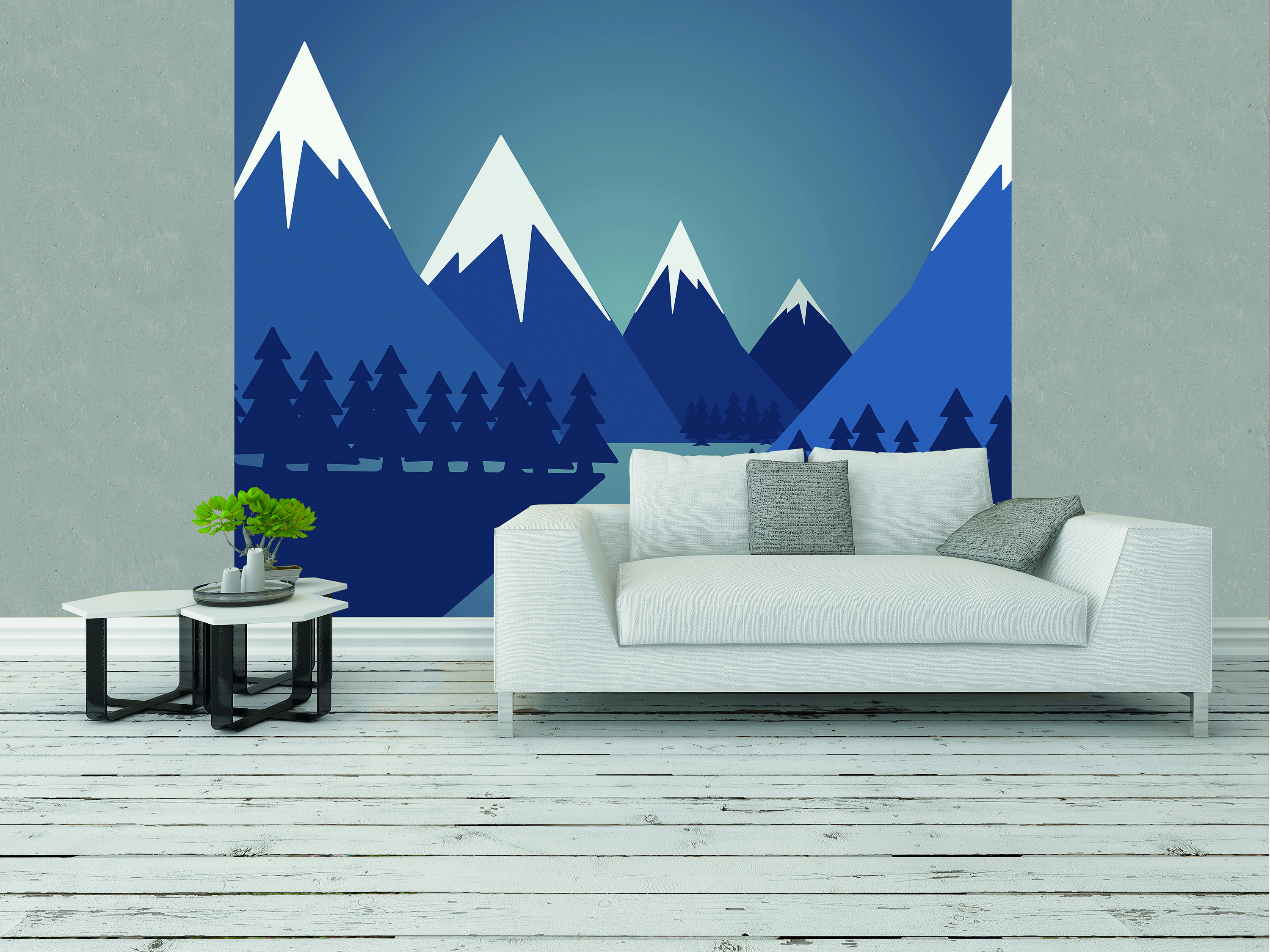 Fototapet Snowy Mountain Valley M, Steel Blue, Origin Murals, 300x240cm
